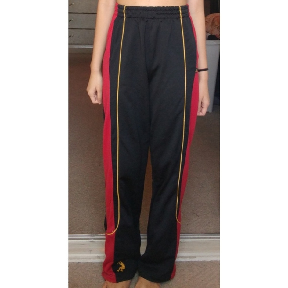 Black Sweatpants with red and yellow stripes